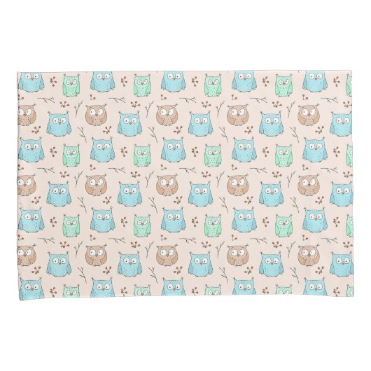 Cute and Schattig Tiny Owls Birds Pattern | Kussensloop (Voorkant-Rechts)