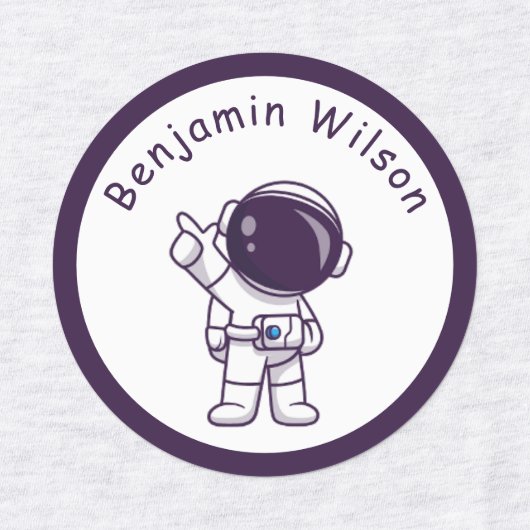 Cute and Simple Astronaut Custom Kids Name Labels (Design 1)