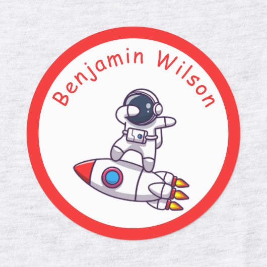 Cute and Simple Astronaut Custom Kids Name Labels (Design 2)