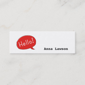 Cute and simple Hello! business card Mini Visitekaartje