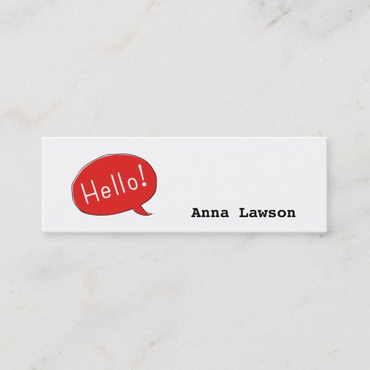 Cute and simple Hello! business card Mini Visitekaartje (Voorkant)