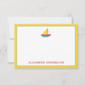 Cute and Simple Sailboat Personalized Notitiekaartje (Voorkant)