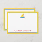 Cute and Simple Sailboat Personalized Notitiekaartje (Voorkant / Achterkant)