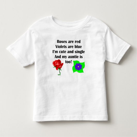 Cute and Single Auntie Poem Kinder Shirts (Voorkant)