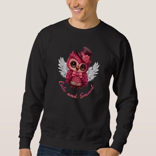 Cute and Smart Pink Owl Angel in a Top Hat and Bow (Voorkant)