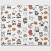 Cute and Spooky Halloween Cats Wrapping Paper Cadeaupapier (Vlak)
