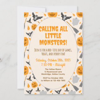 Cute and spooky halloween party invitation kaart