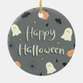 Cute and Spooky Happy Halloween Keramisch Ornament (Achterkant)