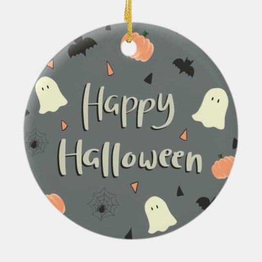 Cute and Spooky Happy Halloween Keramisch Ornament (Achterkant)