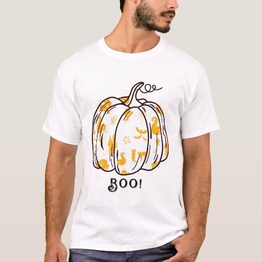 Cute and Spooky Orange Jack-O’-Lantern T-shirt (Voorkant)