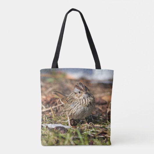 Cute and Spunky Lincoln's Sparrow Tote Bag (Achterkant)