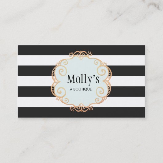 Cute and Stylish Black and White Striped Pattern Visitekaartje (Voorkant)