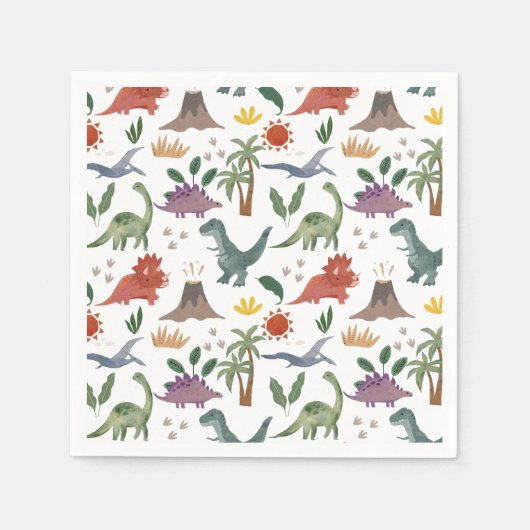 Cute and Stylish Dinosaurs Paper Napkins Servet (Voorkant)