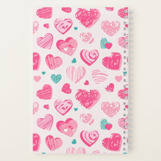 Cute and Sweet Heart Pattern Girly Pink Notitieboek (Achterkant)