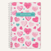 Cute and Sweet Heart Pattern Girly Pink Notitieboek (Voorkant)
