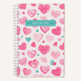 Cute and Sweet Heart Pattern Girly Pink Notitieboek
