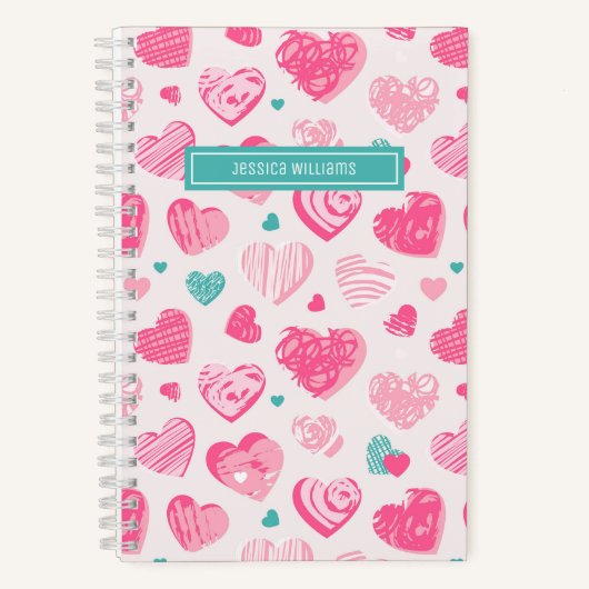 Cute and Sweet Heart Pattern Girly Pink Notitieboek (Voorkant)