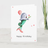 Cute and Unique Owl Mermaid Personalized Birthday Kaart (Voorkant)