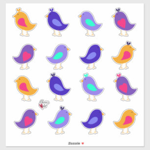 Cute and Whimsical Birdies Sticker