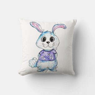 Cute and Whimsical Blue and Pink Bunny Kussen