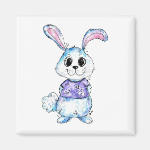 Cute and Whimsical Blue Bunny Magneet