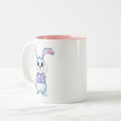 Cute and Whimsical Blue Bunny Tweekleurige Koffiemok (Voorkant links)