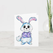 Cute and Whimsical Blue Bunny Waterverf Kaart (Voorkant)