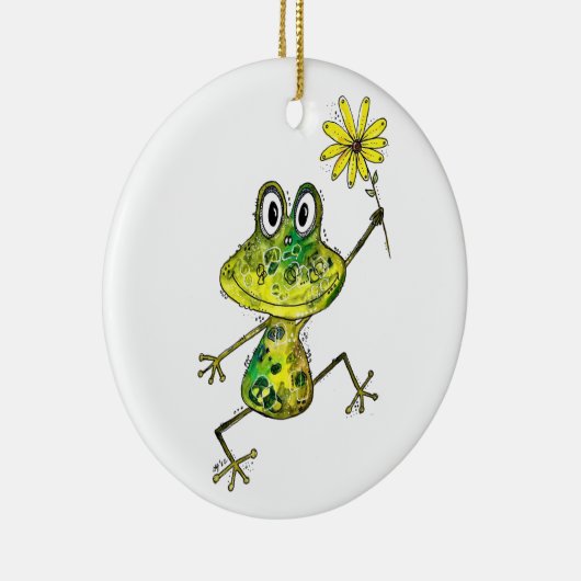 Cute and Whimsical Happy Frog Keramisch Ornament (Rechts)