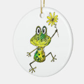 Cute and Whimsical Happy Frog Keramisch Ornament (Links)