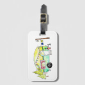 Cute and Whimsical Retro Happy Camper Bagagelabel (Voorkant (verticaal))