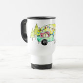Cute and Whimsical Retro Happy Camper Reisbeker (Voorkant links)