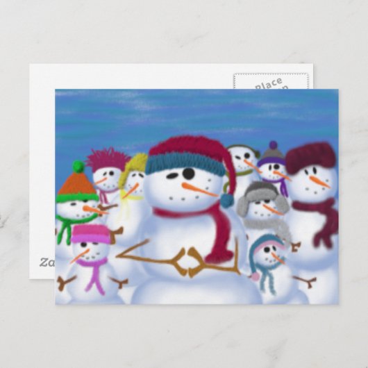 Cute and Whimsical Snowmen Briefkaart (Voorkant / Achterkant)