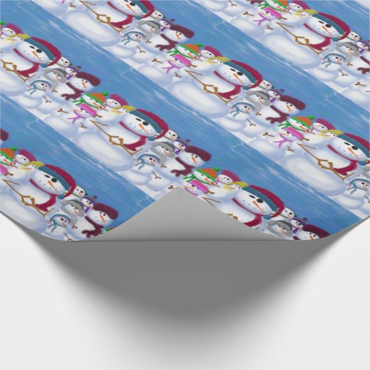 Cute and Whimsical Snowmen Cadeaupapier (Hoek)
