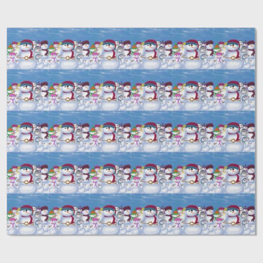 Cute and Whimsical Snowmen Cadeaupapier (Vlak)