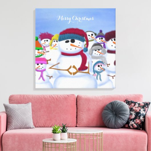 Cute and Whimsical Snowmen Canvas Afdruk (Insitu (Woonkamer))