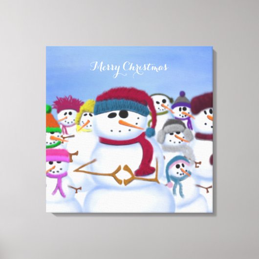 Cute and Whimsical Snowmen Canvas Afdruk (Voorkant)