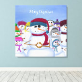 Cute and Whimsical Snowmen Canvas Afdruk (Insitu (Houten vloer))