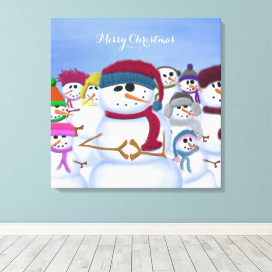 Cute and Whimsical Snowmen Canvas Afdruk (Insitu (Houten vloer))