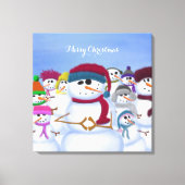 Cute and Whimsical Snowmen Canvas Afdruk (Voorkant)
