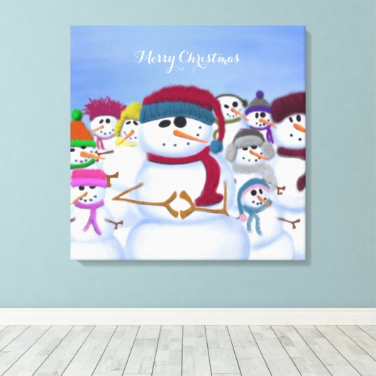 Cute and Whimsical Snowmen Canvas Afdruk (Insitu (Houten vloer))
