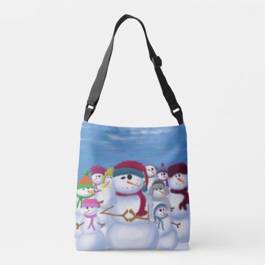 Cute and Whimsical Snowmen Crossbody Tas (Achterkant)