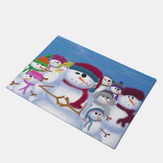Cute and Whimsical Snowmen Deurmat (Schuin)