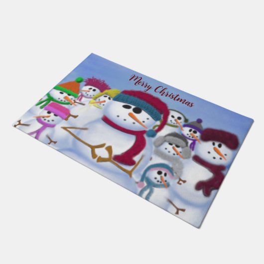 Cute and Whimsical Snowmen Doormat Deurmat (Schuin)