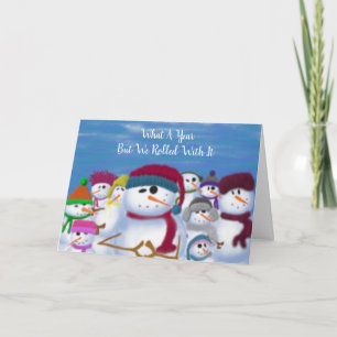Cute and Whimsical Snowmen Feestdagen Kaart
