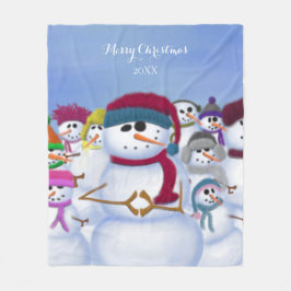 Cute and Whimsical Snowmen Fleece Deken