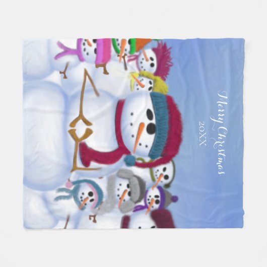 Cute and Whimsical Snowmen Fleece Deken (Voorkant (Horizontaal))