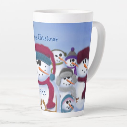 Cute and Whimsical Snowmen Latte Mok (Rechterhoek)