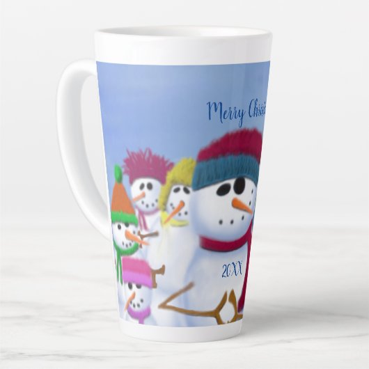 Cute and Whimsical Snowmen Latte Mok (Linkerhoek)