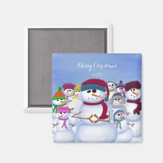 Cute and Whimsical Snowmen Magneet (Voorkant / Achterkant)