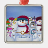Cute and Whimsical Snowmen Metalen Ornament (Voorkant)
